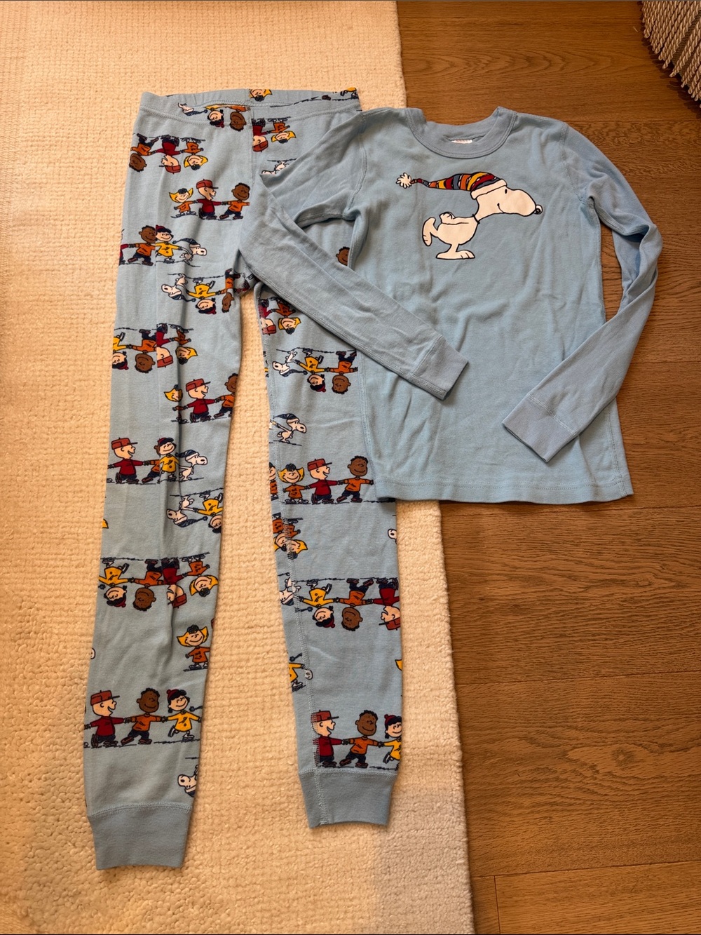 Hanna Anderrson Light Blue Kids Pajama Set with Snoopy Peanuts Graphic